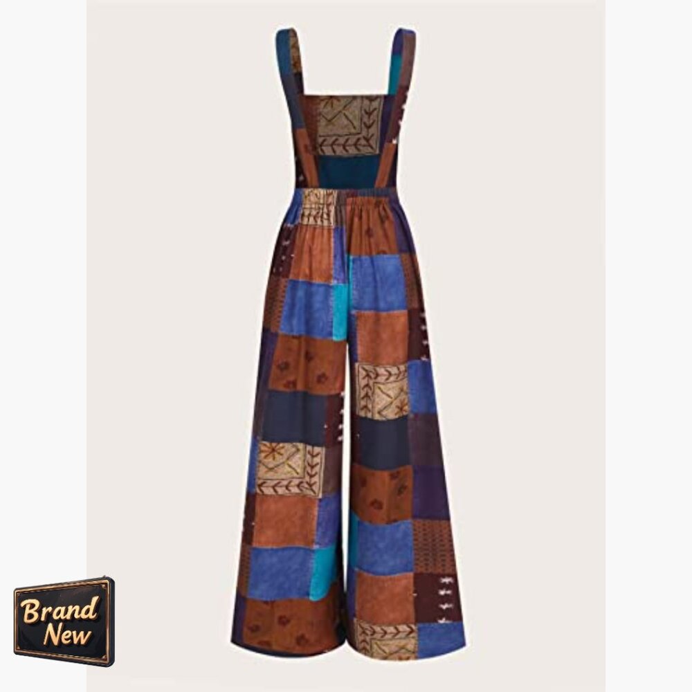 Patchwork Sleeveless Romper Overalls Jumpsuit, Lo… - image 2